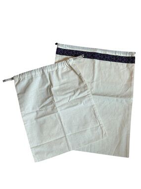Set of 2 New Tory Burch Cream Canvas Dust Bag - 12”x15 and 14”x18